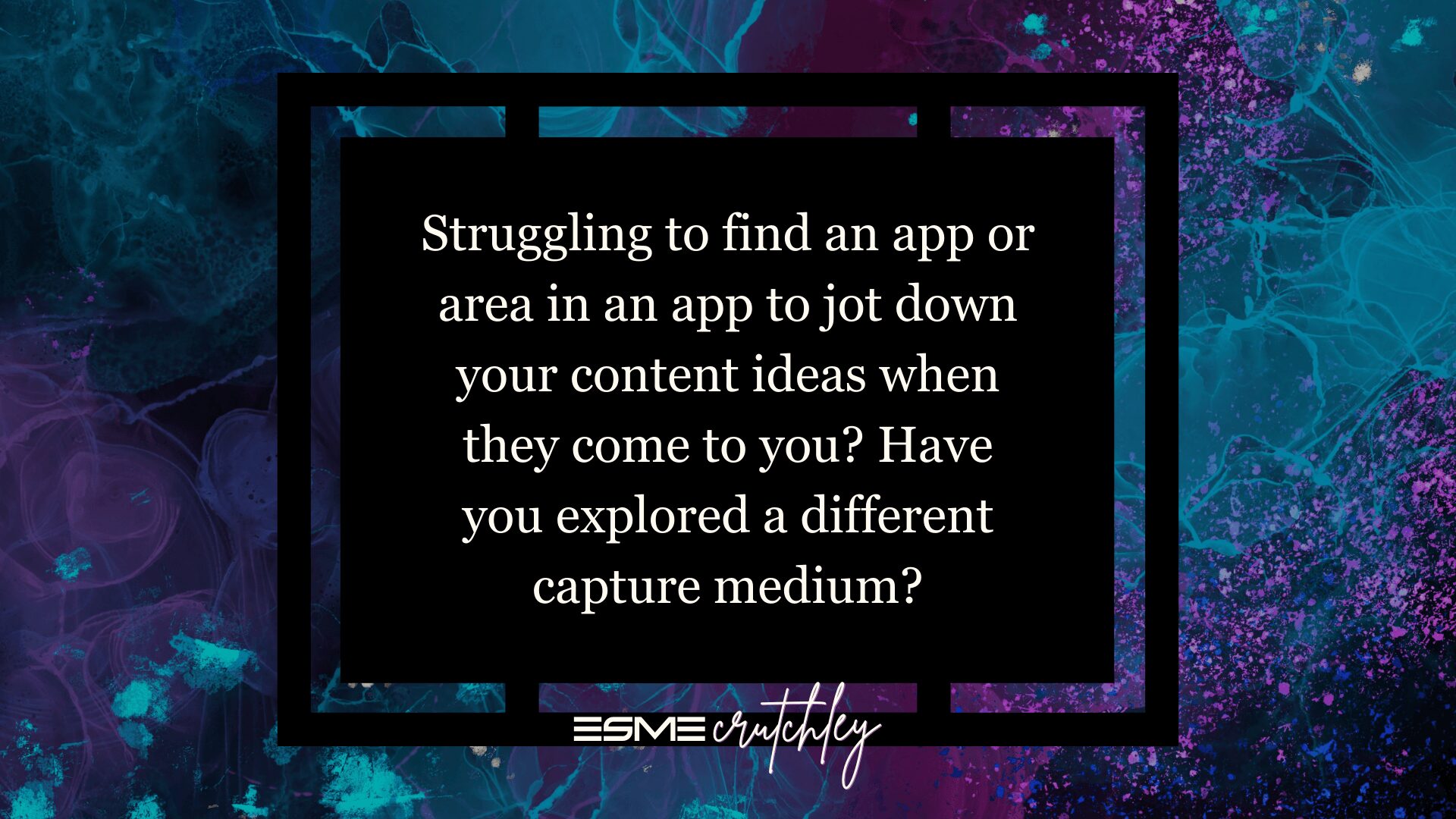 Struggling to find an app of area in an app to jot down your content ideas when they come to you? Have you explored a different capture medium?